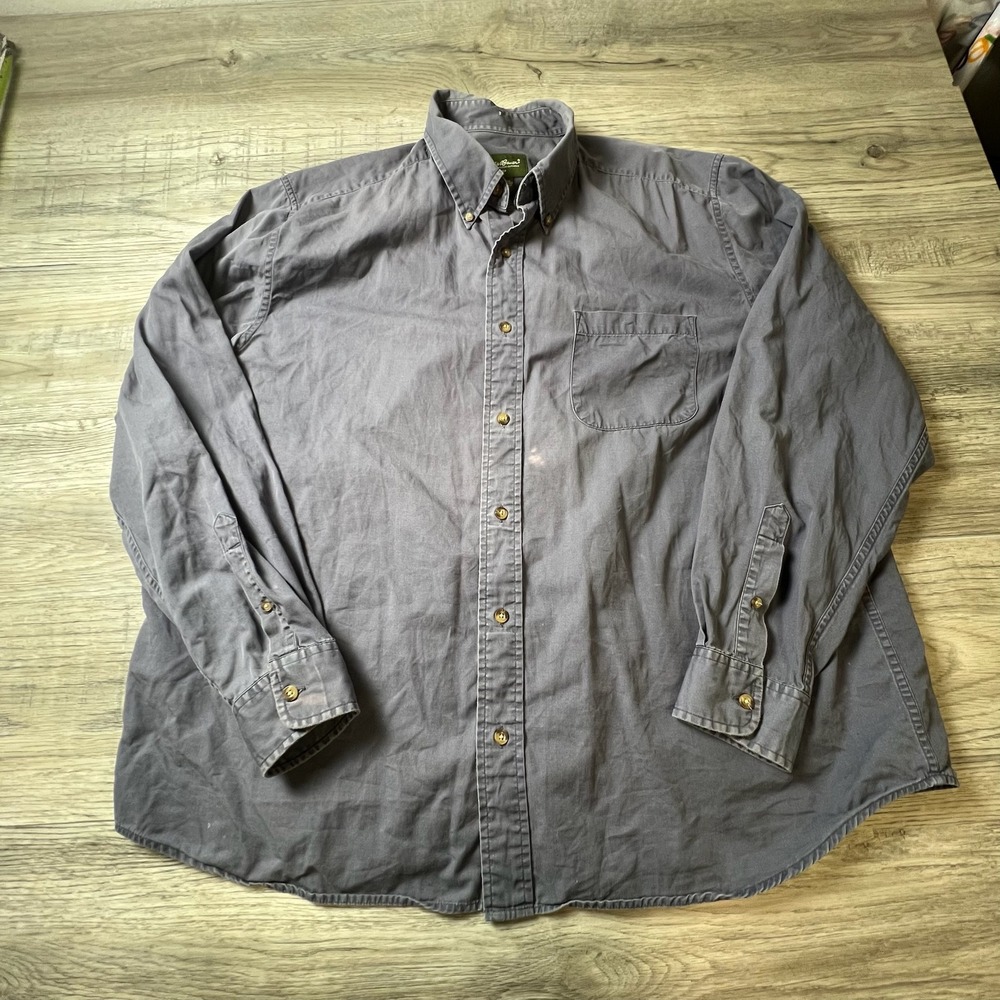 Eddie Bauer Button Down Shirt Men XL Gray Long Sleeve Cotton Outdoor Classic V17